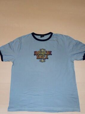 American Eagle Outfitters vintage y2k light blue ringer t-shirt